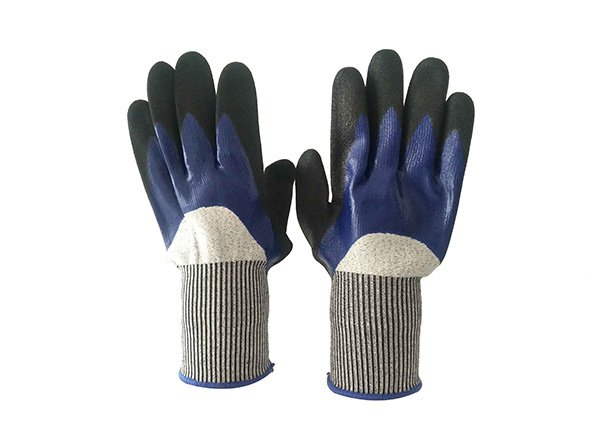 Level-5 double Nitrile dipped  Cut resistant gloves