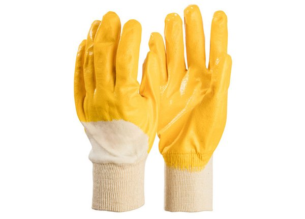 Knit wrist cuff  Cotton fleece knitted nitrile coated gloves keep warm Waterproof Oil Resistant  