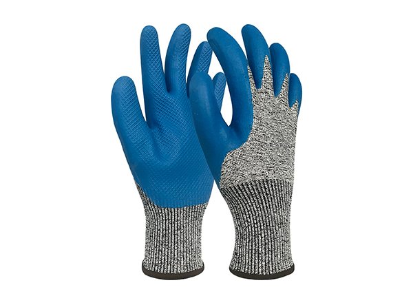 13G with Latex embossed pattern on anti-cut work gloves