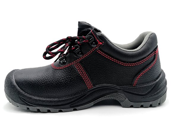 Black Anti Slip Construction MID Cut Waterproof Cow Leather Dual Density PU Sole Alkali Acid Oil Resistant Safety Shoes
