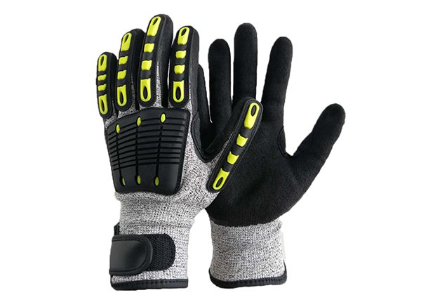 Nitrile sandy palm coated TPR high performance  mechanic impact resistance gloves