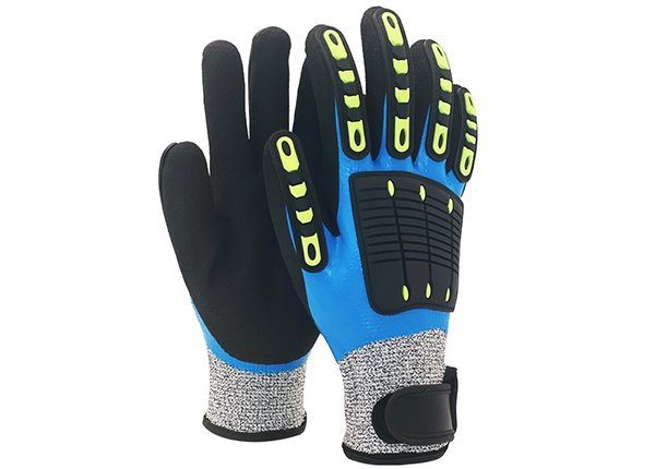Double-layer latex coated TPR shockproof work gloves