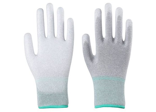 13gauge carbon fiber white PU coated gloves