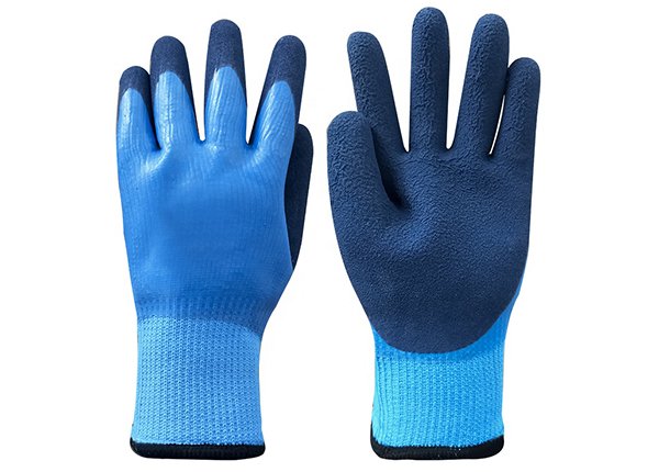 7G  acrylic line waterproof double latex coated work gloves 