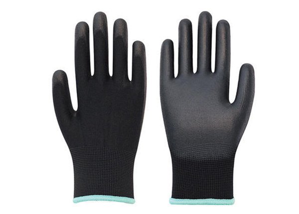 13G Knitted Black Nylon PU Coated Gloves Work Safety Gloves