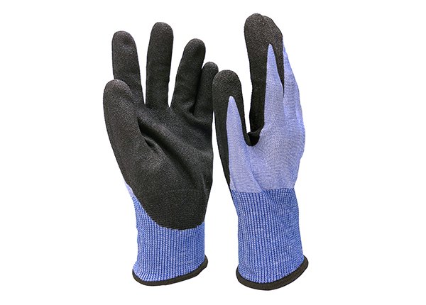 Anti cut Level 5 18gauge nylon/spandex sandy nitrile coated gloves