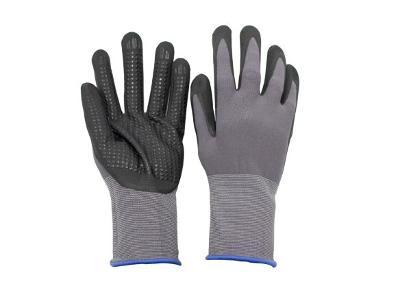 Foam Nitrile palm coating gloves with Nitrile dots 