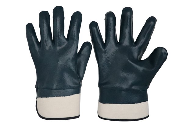 New upgrades full nitrile coating gloves with safety cuff