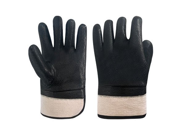 Litchi grain PVC coated Industrial Chemical Resistant Safety Work Gloves