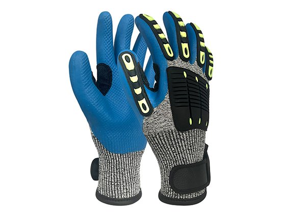 13G TPR with Latex embossed pattern on impact-resistant and cut-resistant work gloves