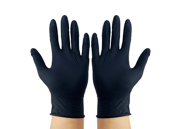 Black disposable nitrile gloves